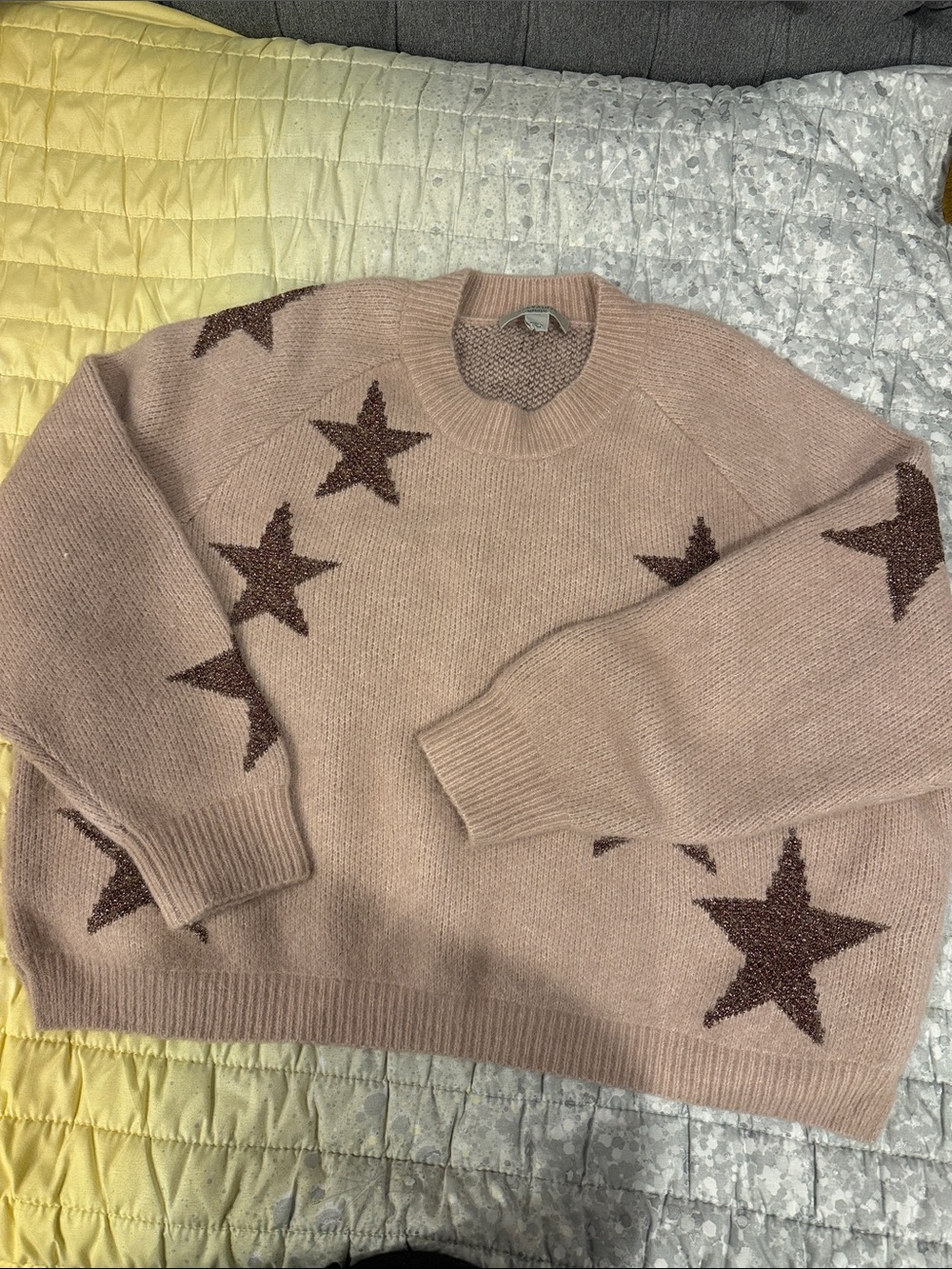 AllSaints Pink Star Crewneck Sweater
